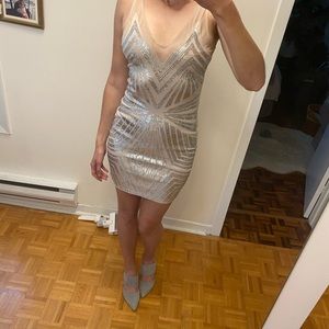 Locally made sequin cocktail dress - champagne nude colour